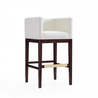 Manhattan Comfort BS012-IV Kingsley 38 in. Ivory and Dark Walnut Beech Wood Barstool